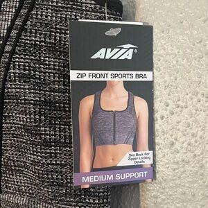 Avia Black and White Zip Front Sports Bra
